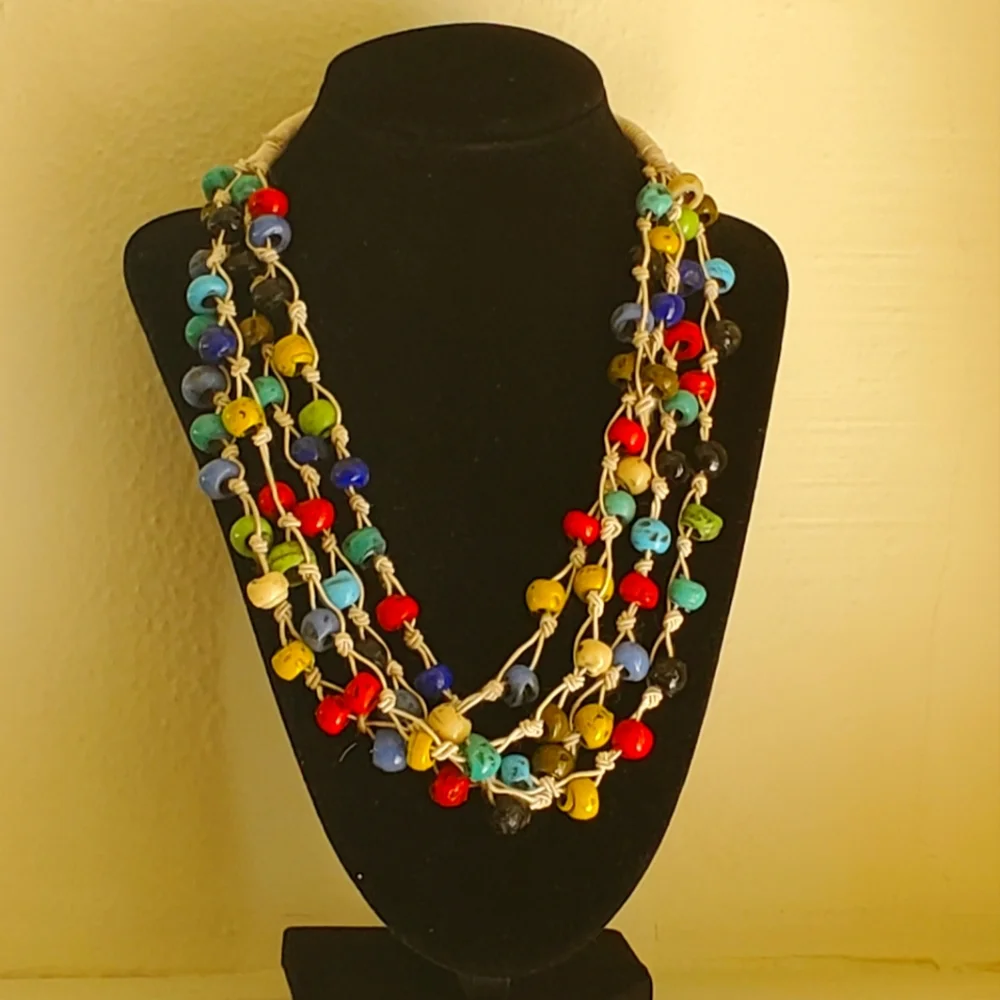 Neclace. 18" colorful multi strands. Toggle clasp prom? - Picture 1 of 2